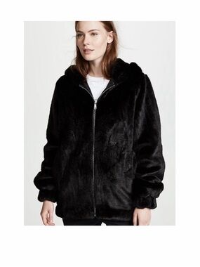 Helmut Lang Faux Fur Hooded Jacket